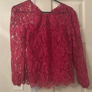 Milly fuchsia pink lace top with attached camisole sz 2